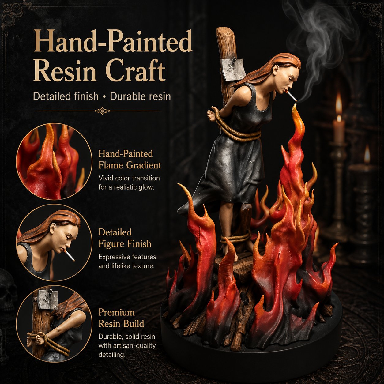 🖤🌙Enchantress Backflow Incense Burner – Gothic Witch Sculpture