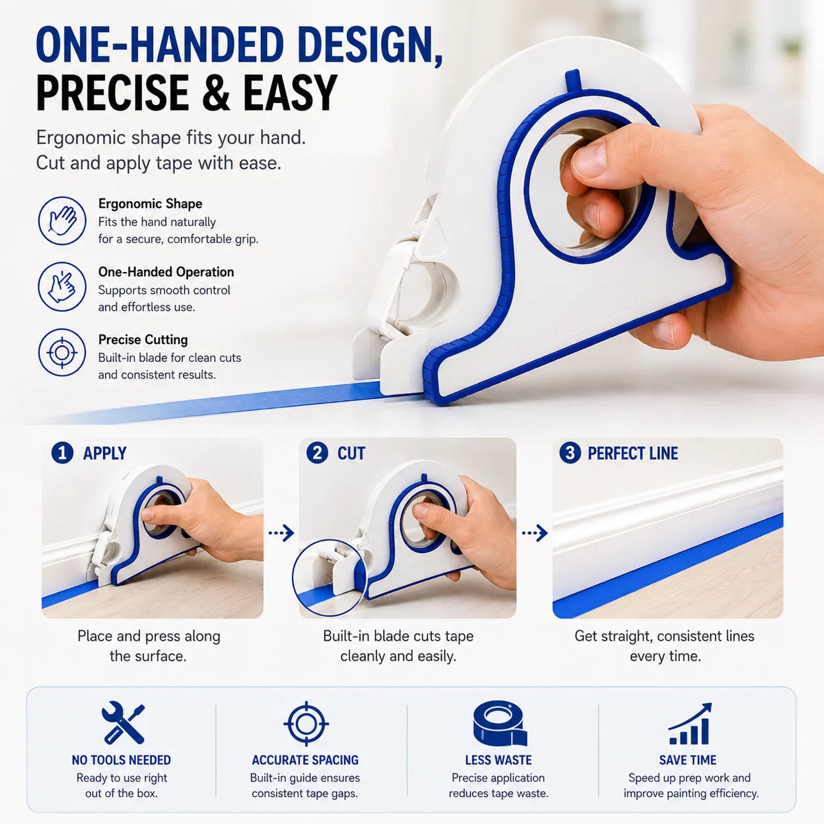 🎨 Painter’s Tape Applicator – Precision Edge Guide & Built-In Cutter