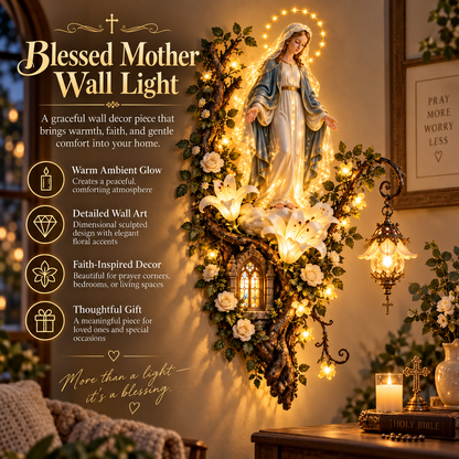 🙏✨ Blessed Mother Wall Light – A Warm Glow of Faith & Grace