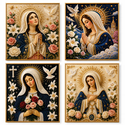 🙏New Arrivals 49% OFF-2026 Divine Pearl Bead Virgin Mary Icon – A Peaceful DIY Faith Art Gift ✨