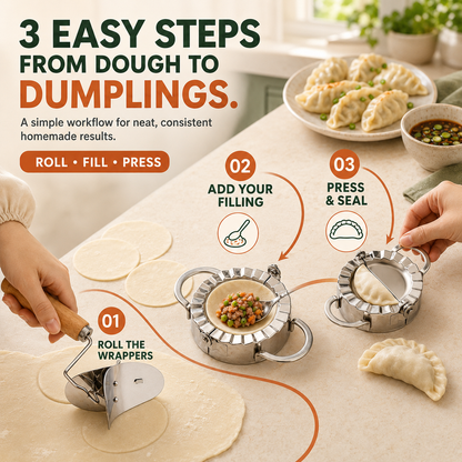 🥟Easy Dumpling Maker & Dough Cutter Set – Roll, Fill, Press & Seal Homemade Dumplings