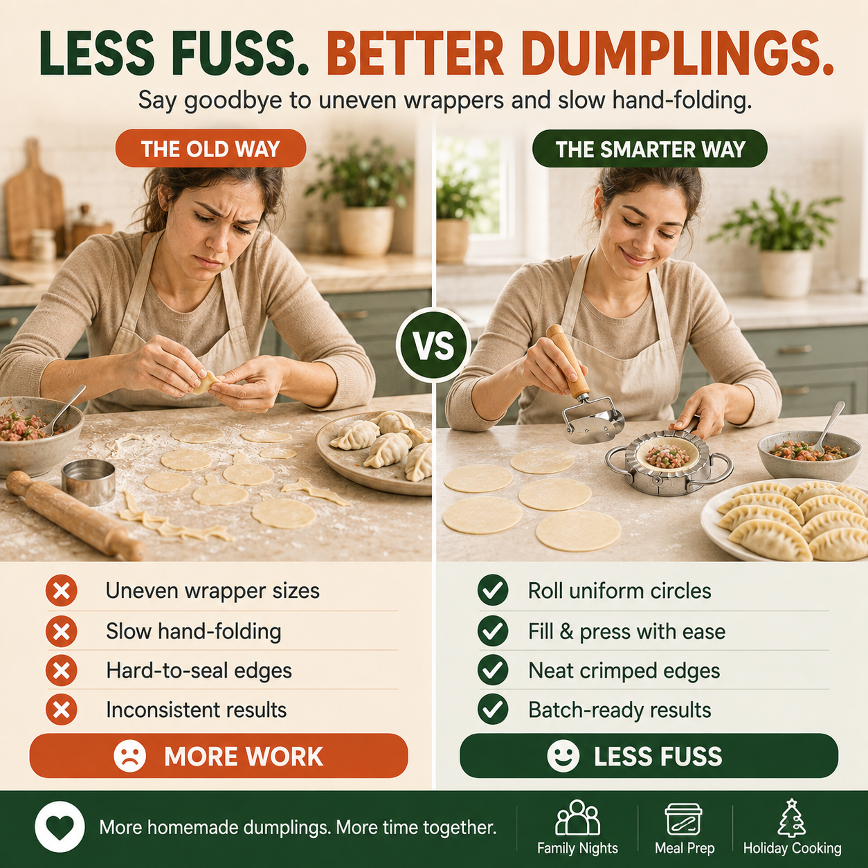 🥟Easy Dumpling Maker & Dough Cutter Set – Roll, Fill, Press & Seal Homemade Dumplings