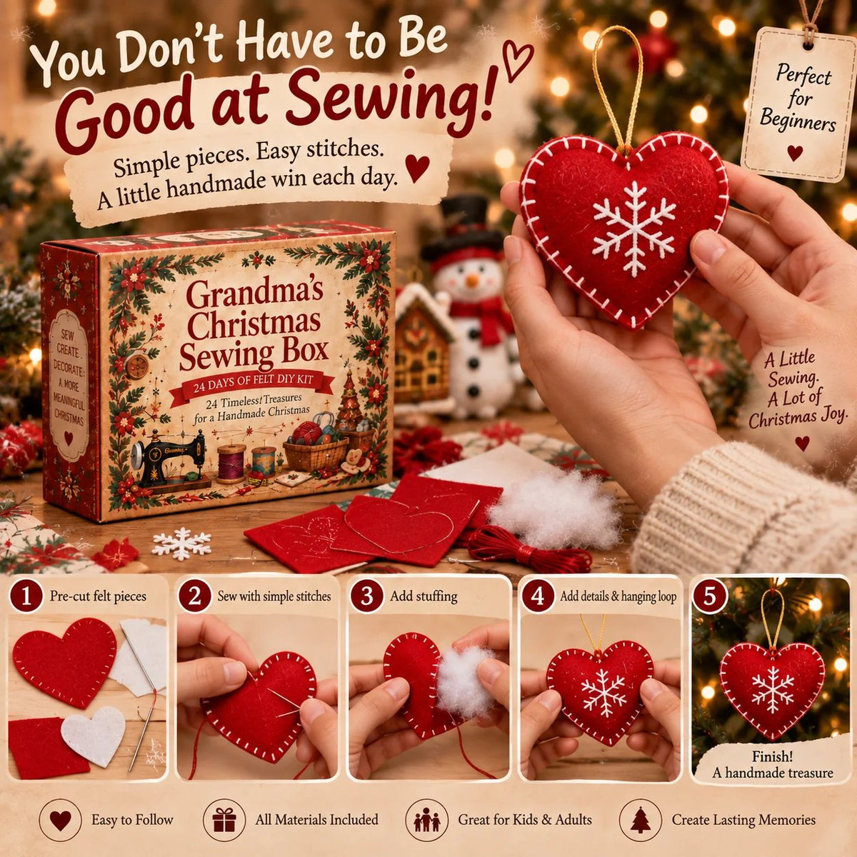 🔥LAST DAY 50% OFF 🎄🧵 24 Days of Christmas Stitching | Felt Ornament Craft Kit