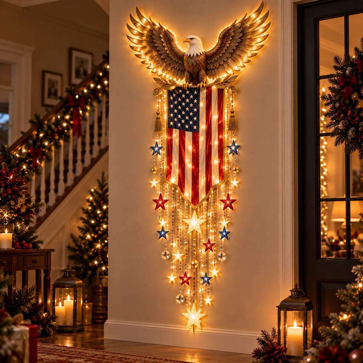 🇺🇸🗽 Liberty 250 Starfall™ | Glowing Patriotic Anniversary Wall Decor ✨