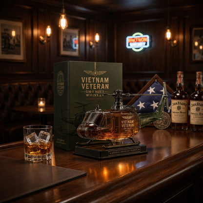 🇺🇸 Vietnam Veteran UH‑1 Huey Whiskey Decanter (1965‑1975) 🚁🥃