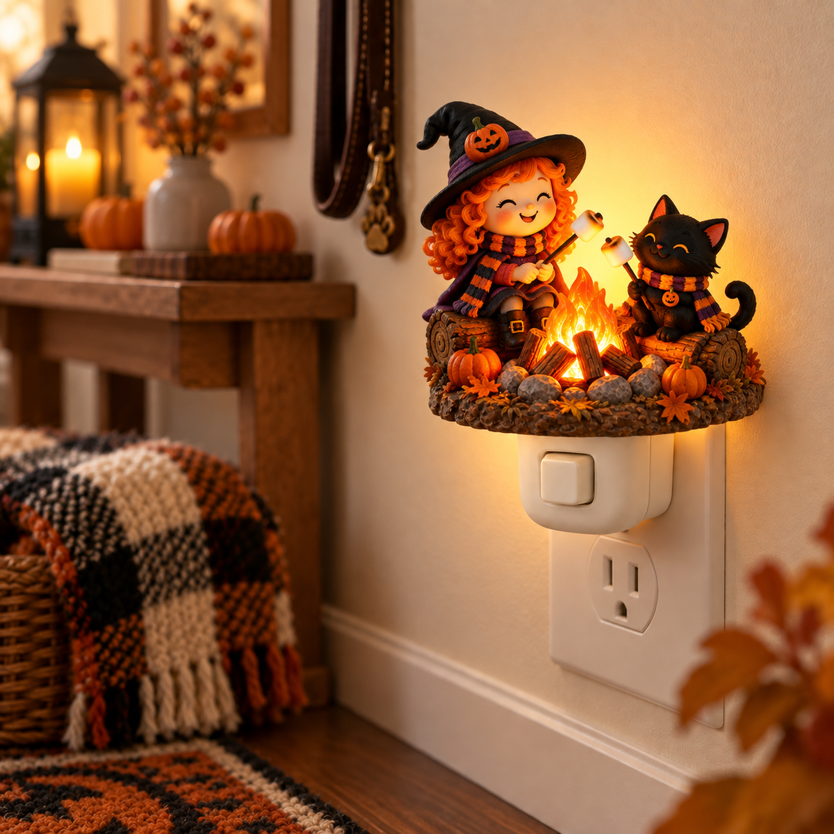 🔥 Fireside Friends™ | Flickering Campfire Plug-In Night Light