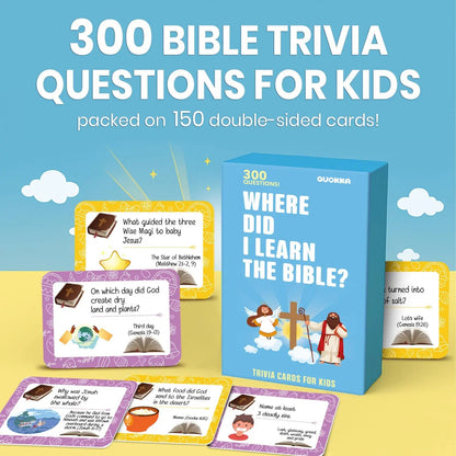 📖 Bible Trivia Challenge for Kids – 300 Questions, 150 Cards, Perfect for Family Game Night & Sunday School