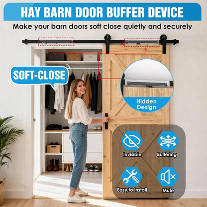 🚪 Barn Door Soft Close Kit – Hidden Damper for 88–132 lbs Flat Track Doors