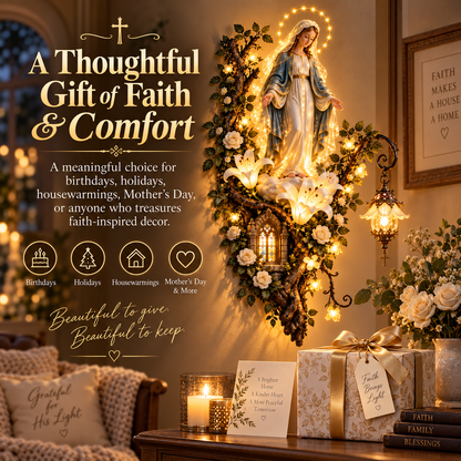 🙏✨ Blessed Mother Wall Light – A Warm Glow of Faith & Grace