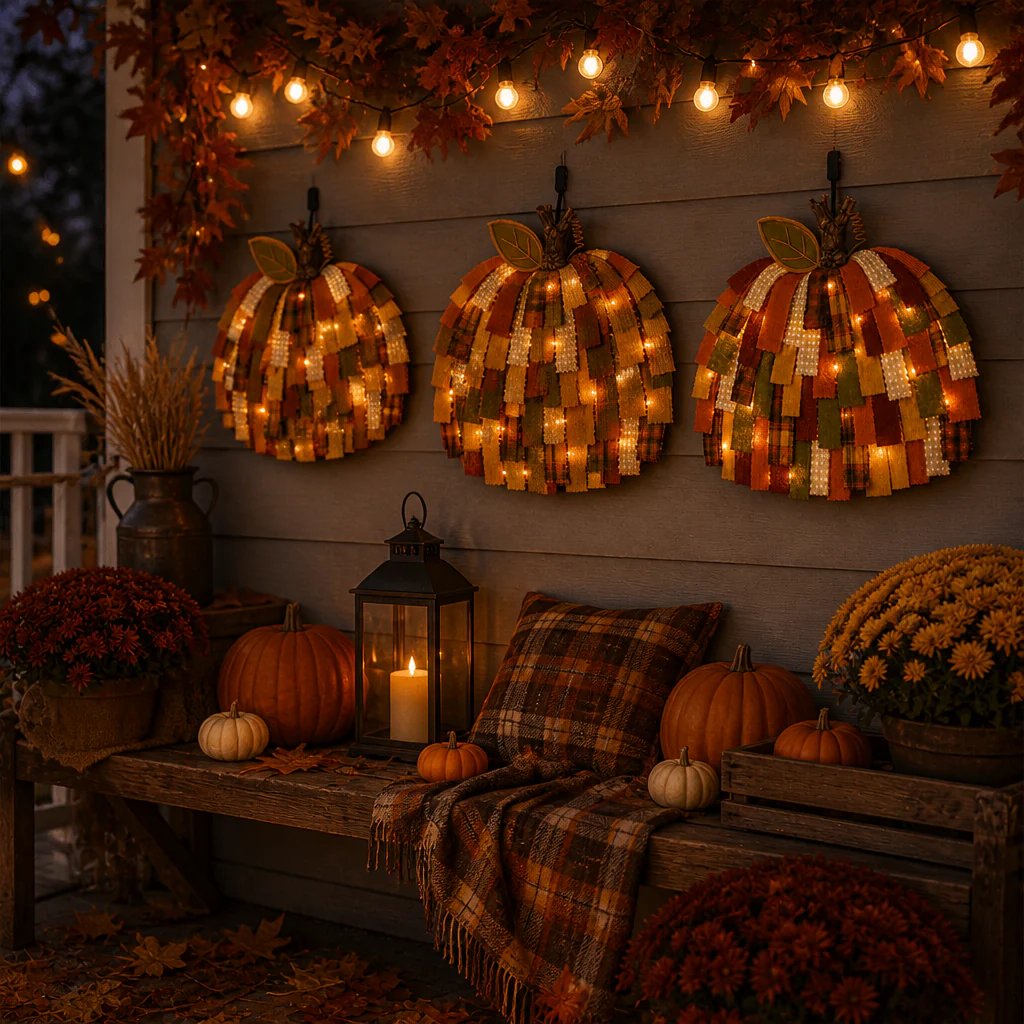 🎃Handmade Patchwork Pumpkin Door Hanger for Fall & Thanksgiving Decor🍂