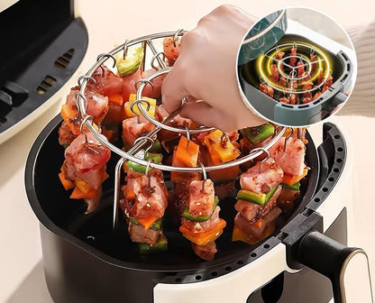 🔥🍢Air Fryer Skewer Rack With 24 Sticks Vertical No-Flip Kabob Rack