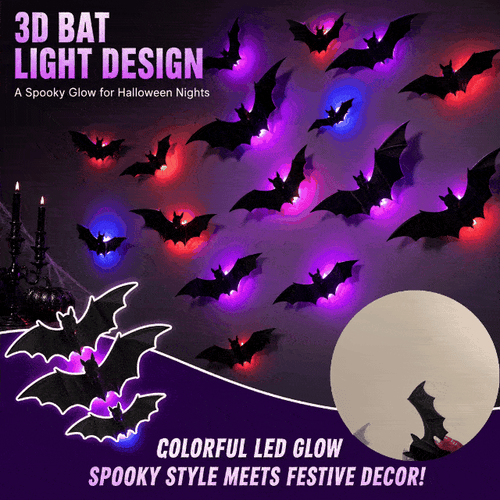 🦇 Limited-Time Halloween Sale 49% OFF –  3D Bat Light Design LED Decorations