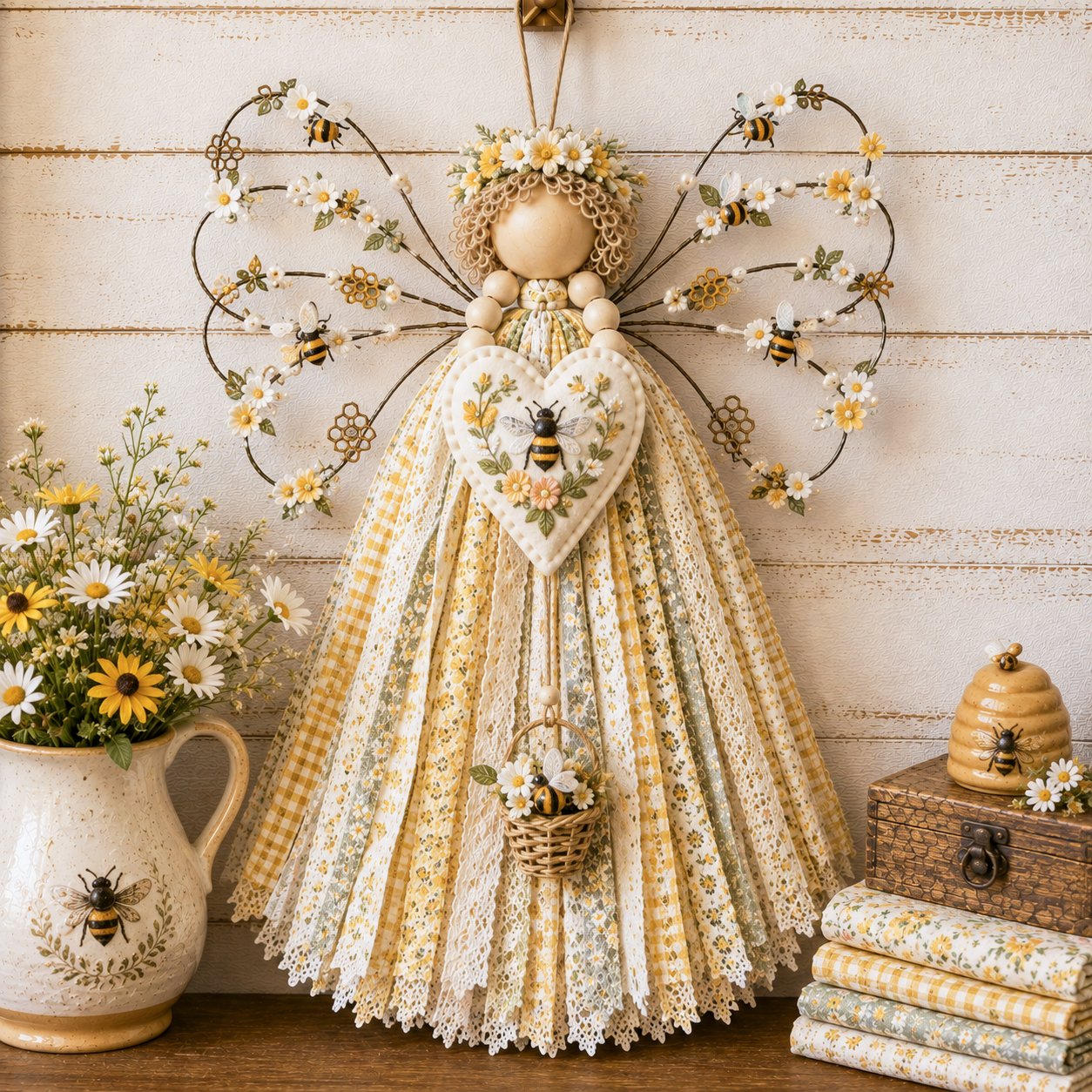 🪽 Vintage Wire‑Wing Angel Fabric DIY Craft Kit