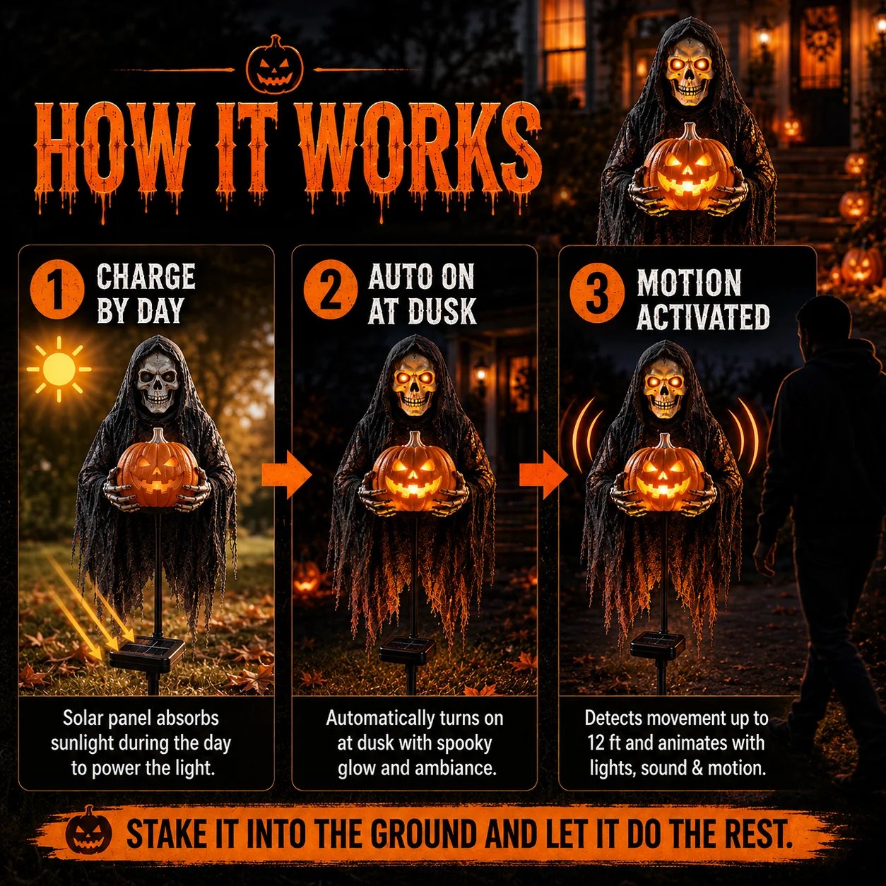 🎃💀 Soul Collector™ Pumpkin Reaper – A Glowing Halloween Yard Showstopper