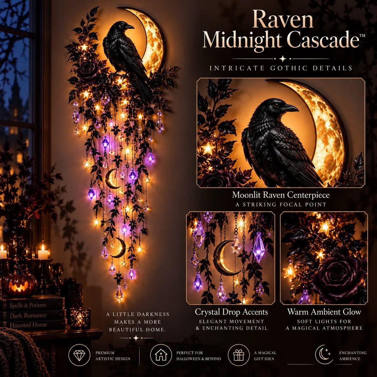 🕯️ Midnight Haunt Cascade | Gothic Halloween Wall Light Collection ✨