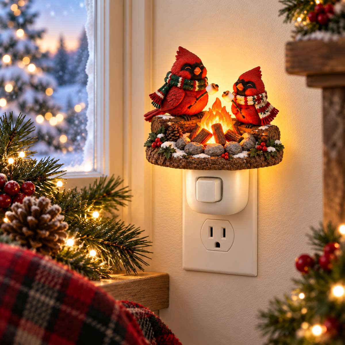 🔥 Fireside Friends™ | Flickering Campfire Plug-In Night Light