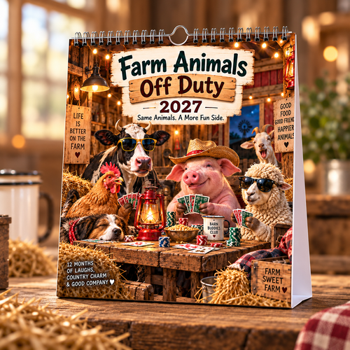 🐄 Farm Animals Off Duty 2027 – A Year of Barnyard Mischief Calendar 🌾