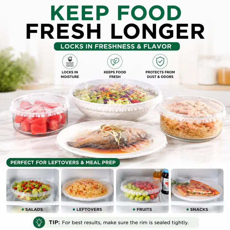 🥗 🥗 100PCS Ultra Stretch Food Covers | Keep Every Meal Fresh Longer🥡