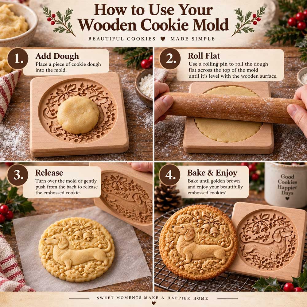 🍪🦊 Woodland Animal Cookie Molds – Embossed Wooden Baking Stamps