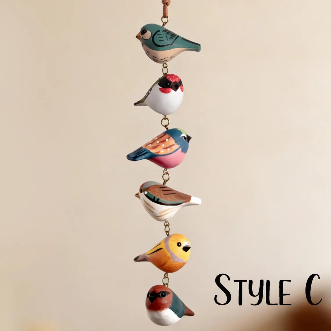 🐦 Hand Painted Wooden Bird Hanging Ornament🌿Rustic Farmhouse Garden Decor