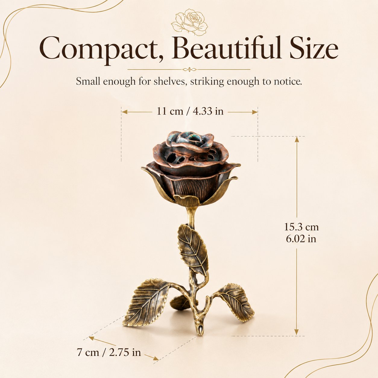 🌹 Vintage Floral Rose Incense Holder – Elegant Aromatherapy Décor for Meditation & Relaxation ✨