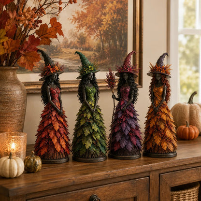 🍂🍁 Mystical Autumn Witch Statue for Fall & Halloween Decor