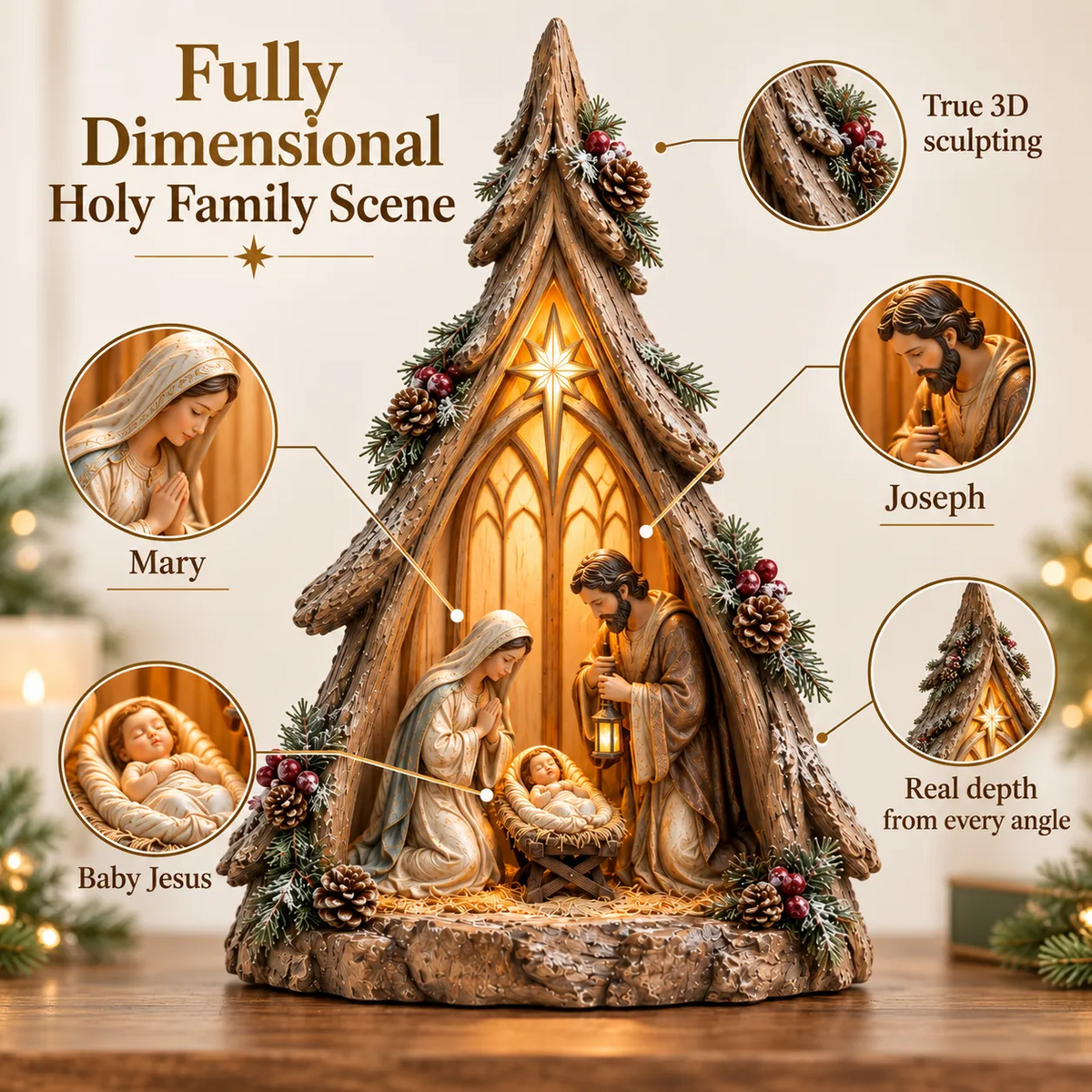 ✨ Holy Night Keepsake Trees™ | Lighted Nativity Christmas Decor