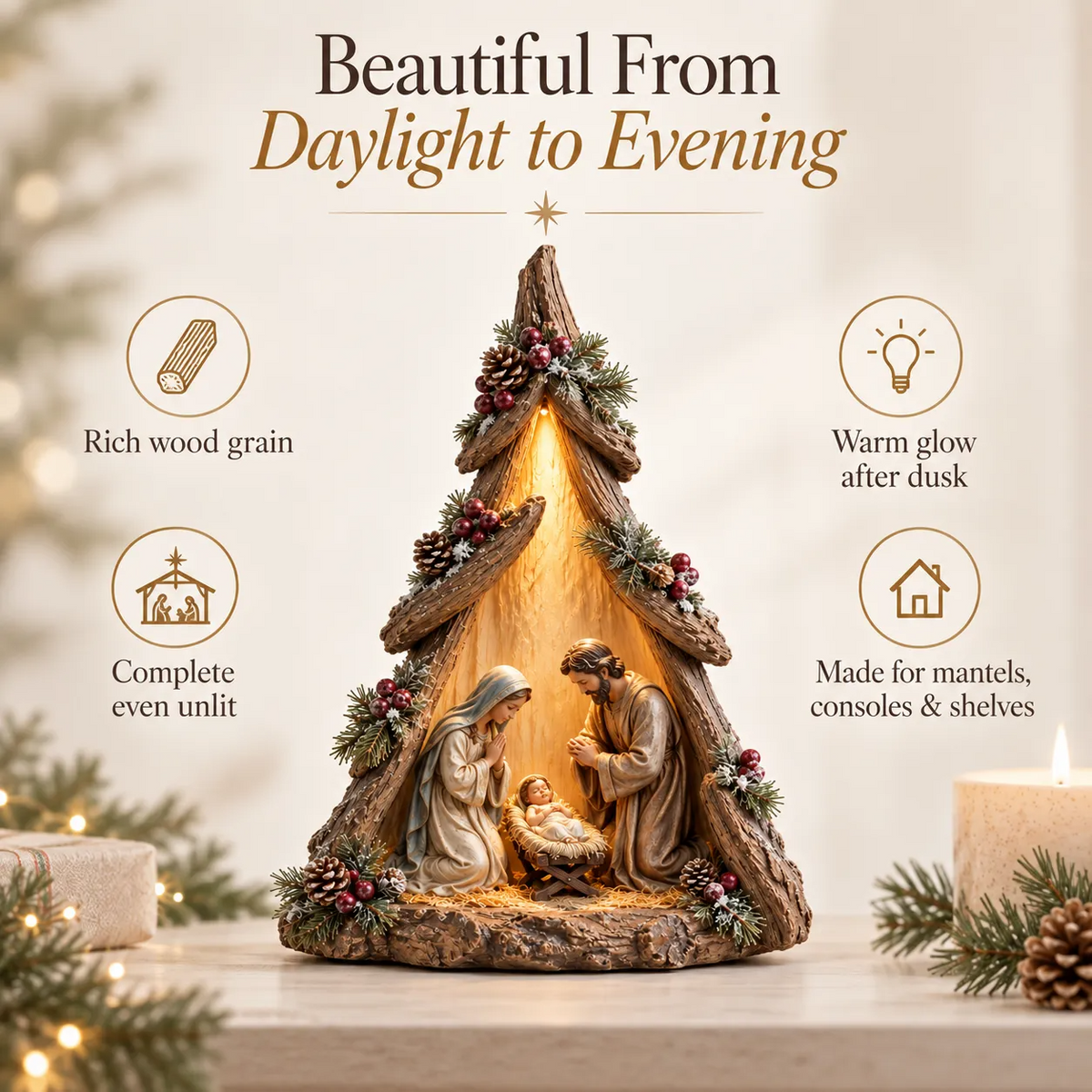 ✨ Holy Night Keepsake Trees™ | Lighted Nativity Christmas Decor