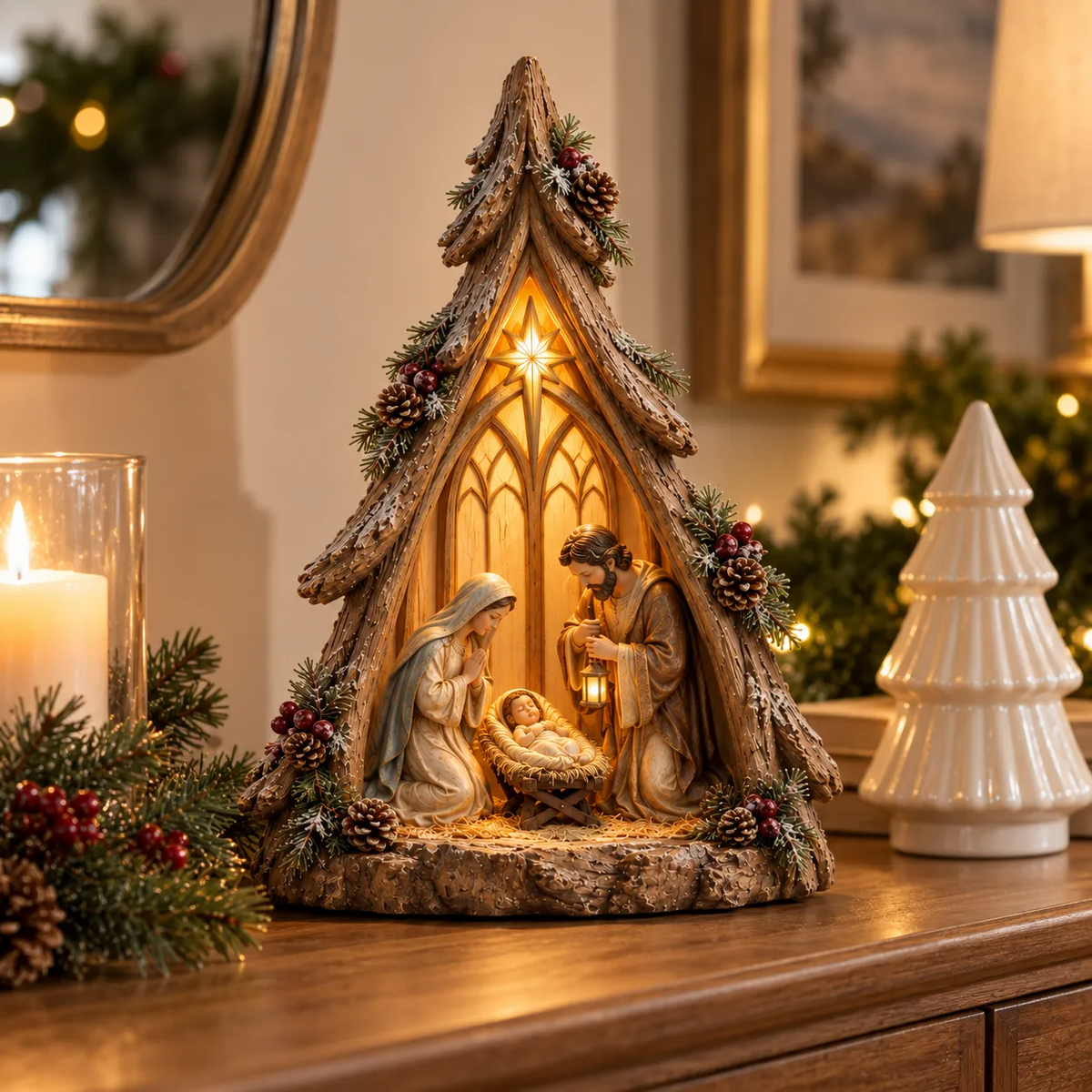 ✨ Holy Night Keepsake Trees™ | Lighted Nativity Christmas Decor