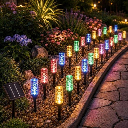 ✨💙 Solar Bubble Path Lights – 20-Light Blue Glow Border with 8 Modes