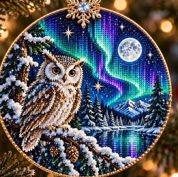 🌌 14-Day Aurora Diamond Painting Advent Calendar – DIY Wooden Christmas Ornament Kit