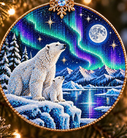 🌌 14-Day Aurora Diamond Painting Advent Calendar – DIY Wooden Christmas Ornament Kit