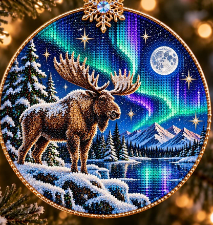 🌌 14-Day Aurora Diamond Painting Advent Calendar – DIY Wooden Christmas Ornament Kit