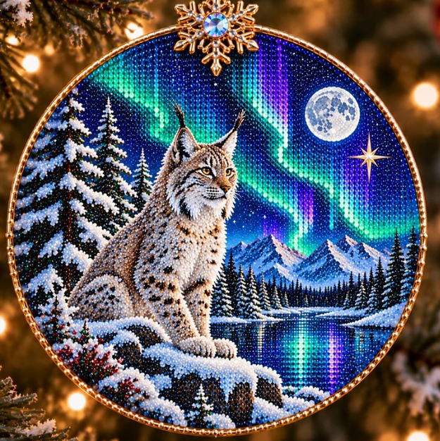🌌 14-Day Aurora Diamond Painting Advent Calendar – DIY Wooden Christmas Ornament Kit