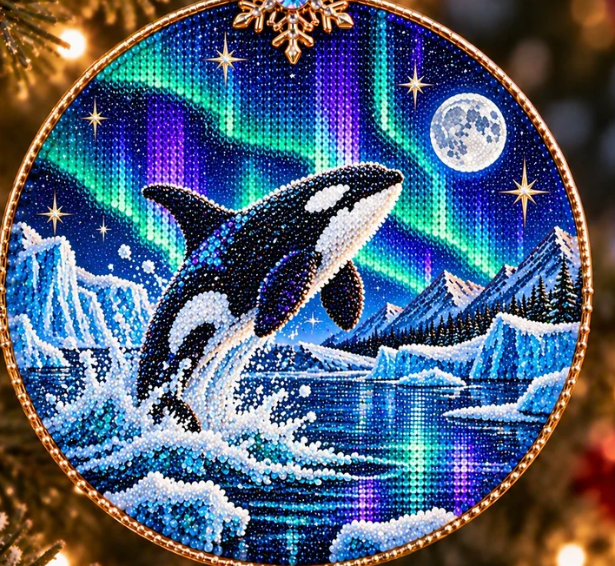 🌌 14-Day Aurora Diamond Painting Advent Calendar – DIY Wooden Christmas Ornament Kit