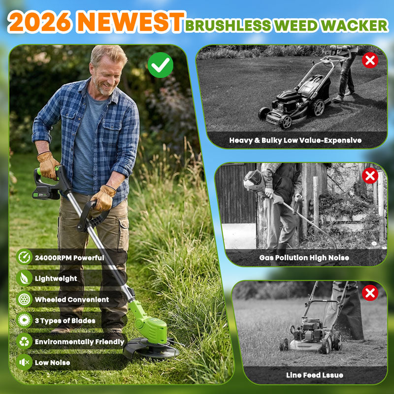 ⚡ 3-in-1 Cordless Grass Trimmer with 2×21V Batteries | Trim, Edge & Brush Cut with Ease