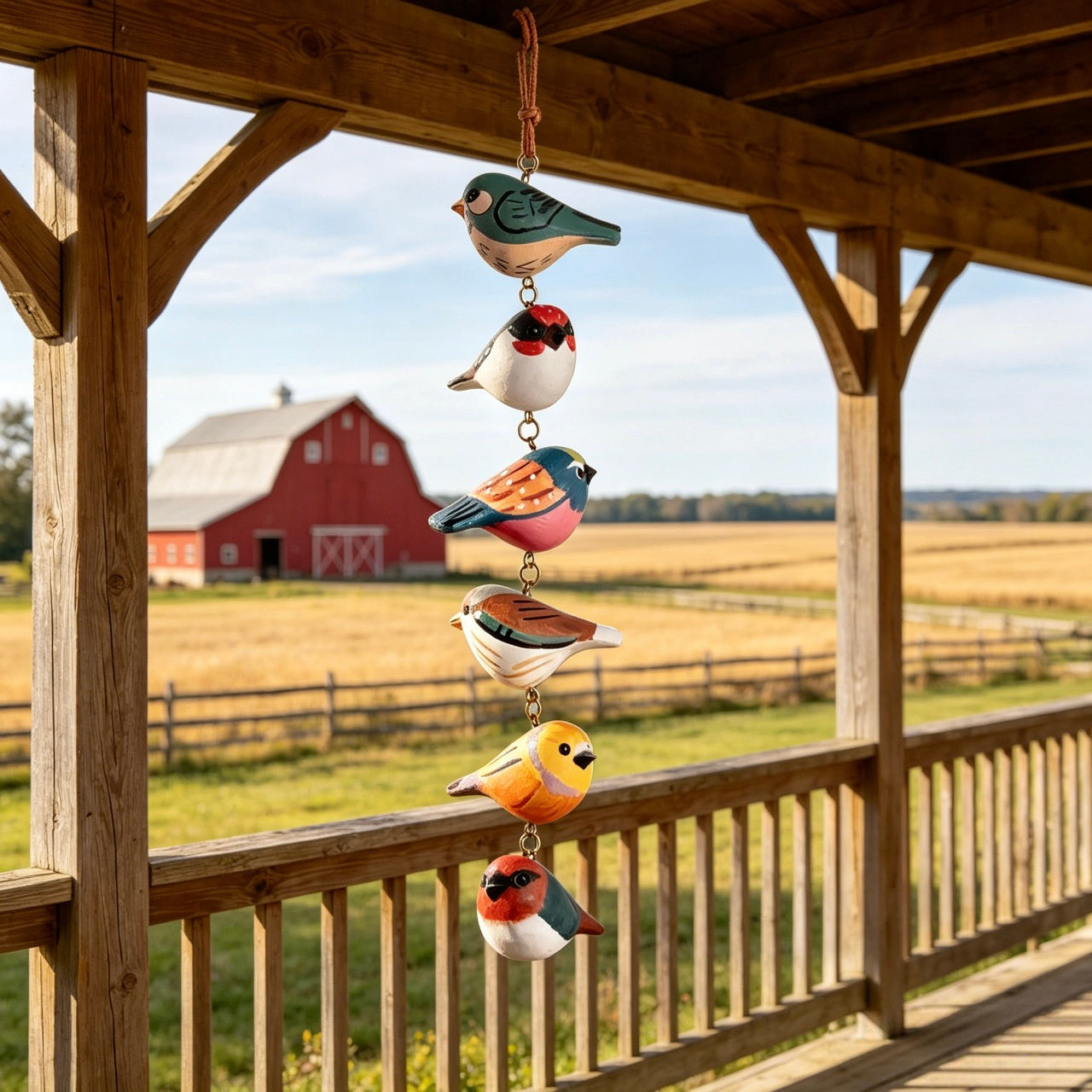 🐦 Hand Painted Wooden Bird Hanging Ornament🌿Rustic Farmhouse Garden Decor