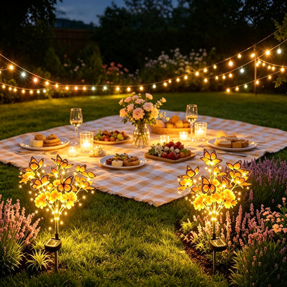 Solar Marigold &amp; Butterfly Garden Stake Lights,