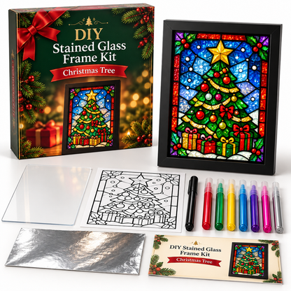 🎄✨ DIY Christmas Stained Glass Frame Kit – Create Your Own Holiday Window Art