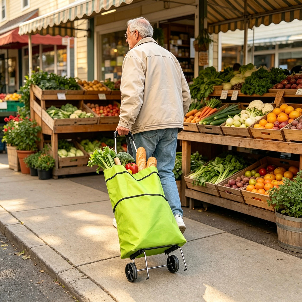 🛍️Large Capacity Foldable Rolling Grocery Shopping Tote Bag with Wheels