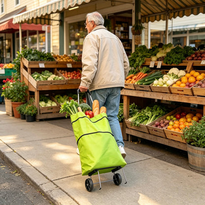 🛍️Large Capacity Foldable Rolling Grocery Shopping Tote Bag with Wheels