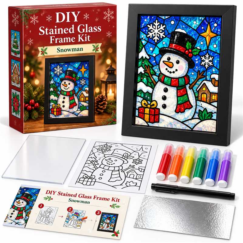 🎄✨ DIY Christmas Stained Glass Frame Kit – Create Your Own Holiday Window Art