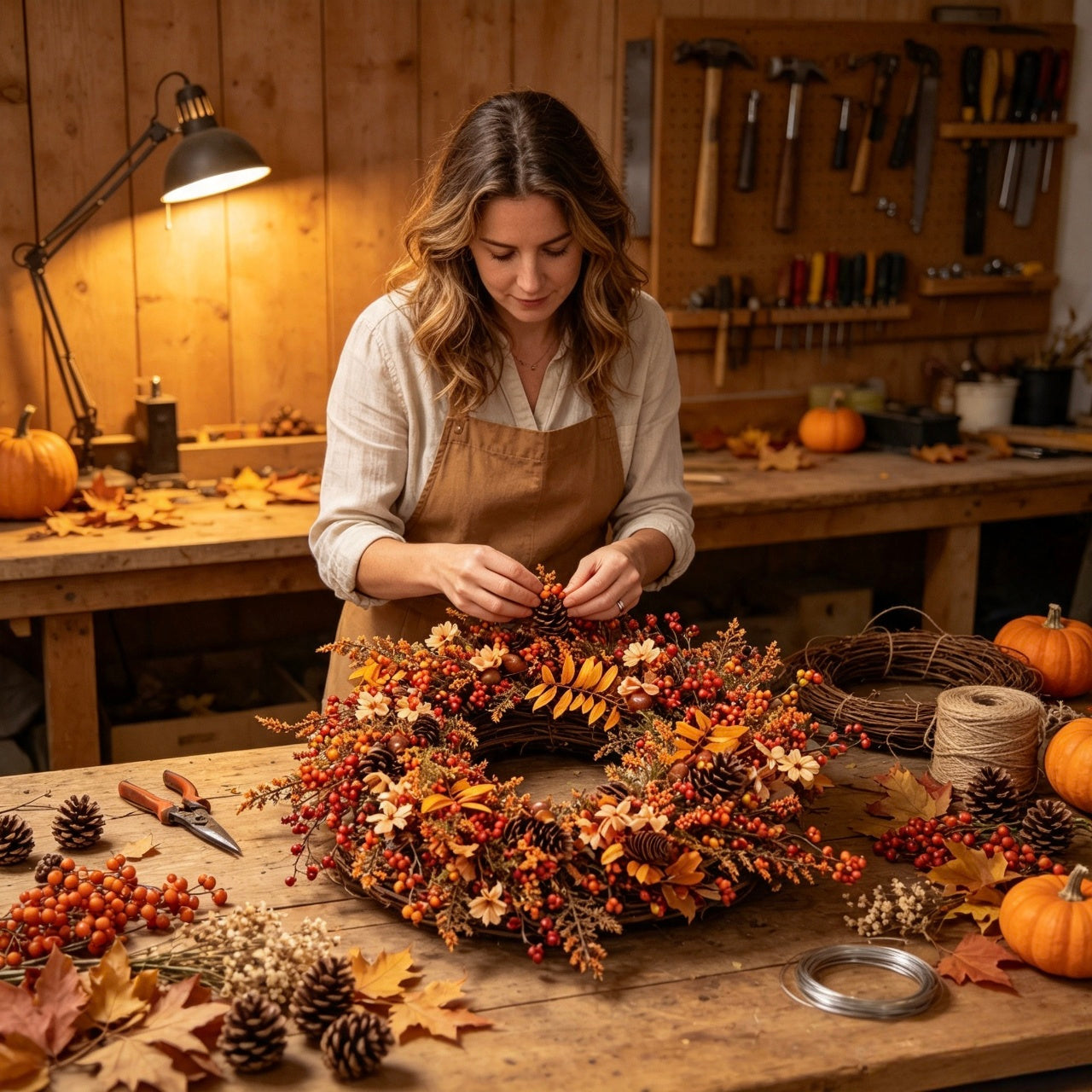 Natural Dried Fruit Handmade Fall Wreath Thanksgiving Front Door Decor