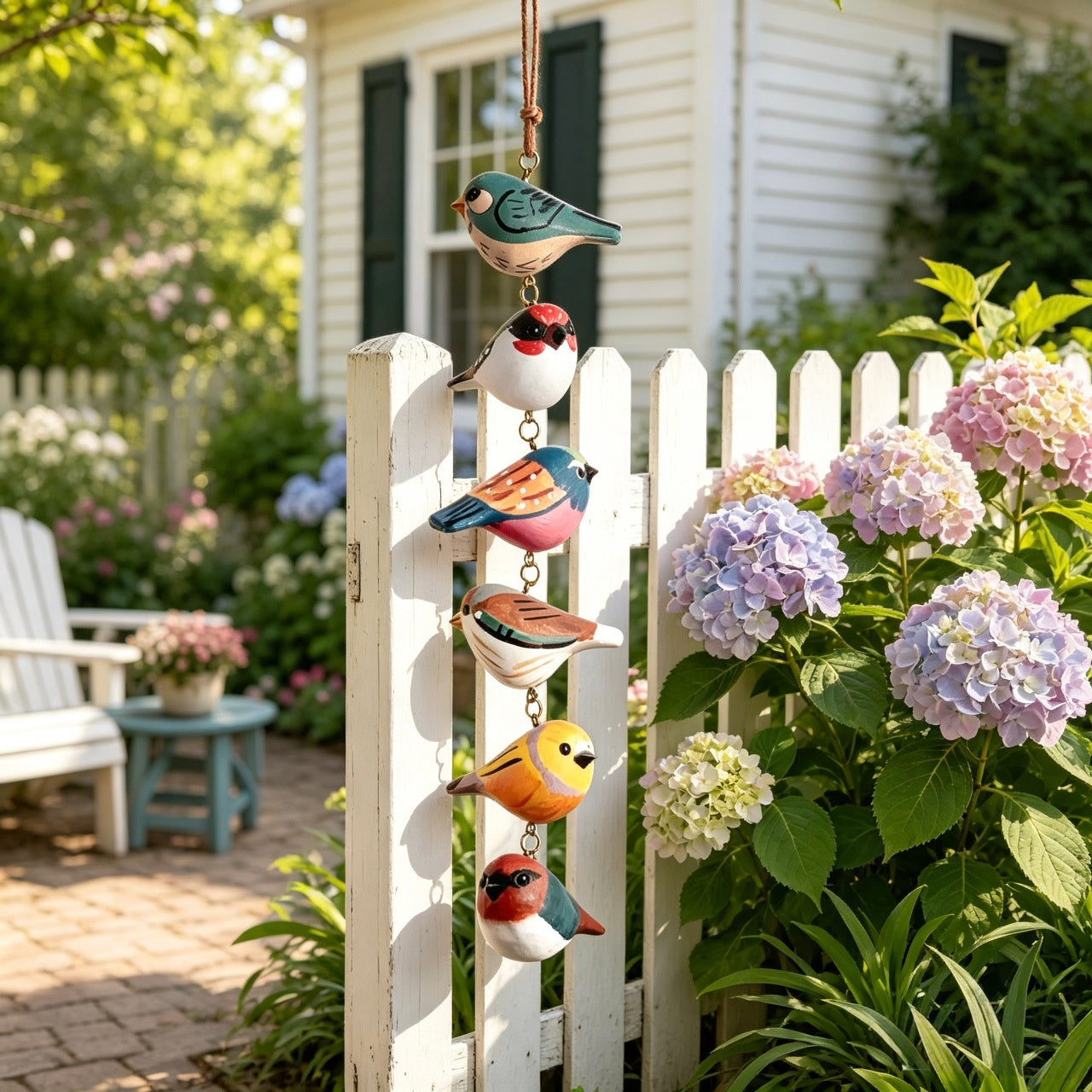 🐦 Hand Painted Wooden Bird Hanging Ornament🌿Rustic Farmhouse Garden Decor