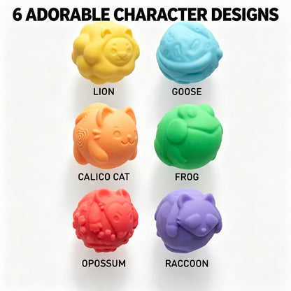 🐾 Cute Character Magnetic Silicone Balls Quiet Sensory Fidget 6‑Pack