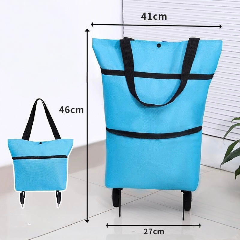 🛍️Large Capacity Foldable Rolling Grocery Shopping Tote Bag with Wheels