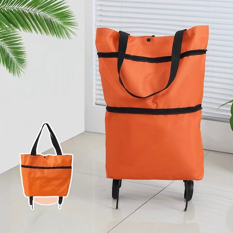 🛍️Large Capacity Foldable Rolling Grocery Shopping Tote Bag with Wheels
