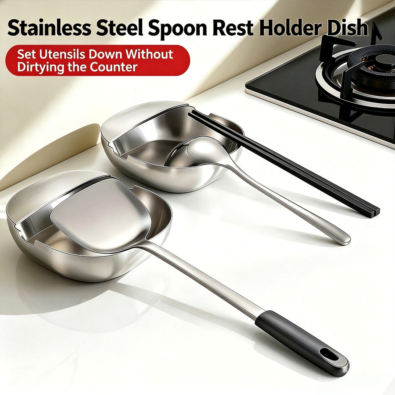 🥳2026 HOT SALE🏡🍳 Premium Thickened Stainless Steel Spoon Rest
