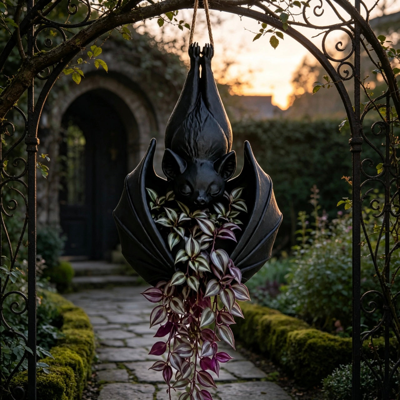 🌿🦇 Hanging Bat Planter Pot for Gothic Home & Garden Decor ✨