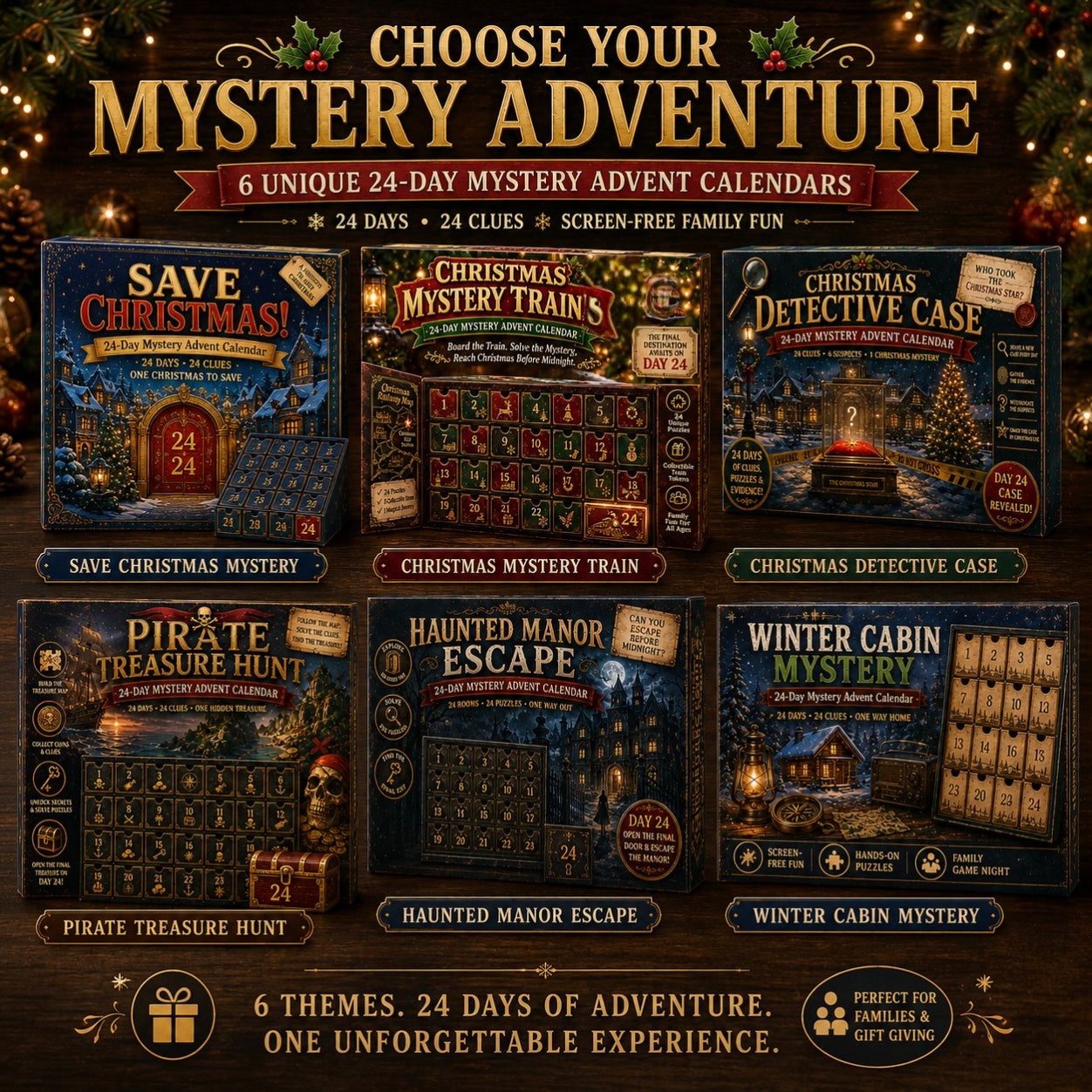⏳🎄🔎 Mystery Adventure Advent Calendar -24 Days, 24 Clues, One Final Reveal